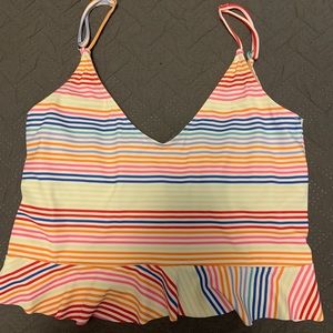 Rainbow stripe scoop top